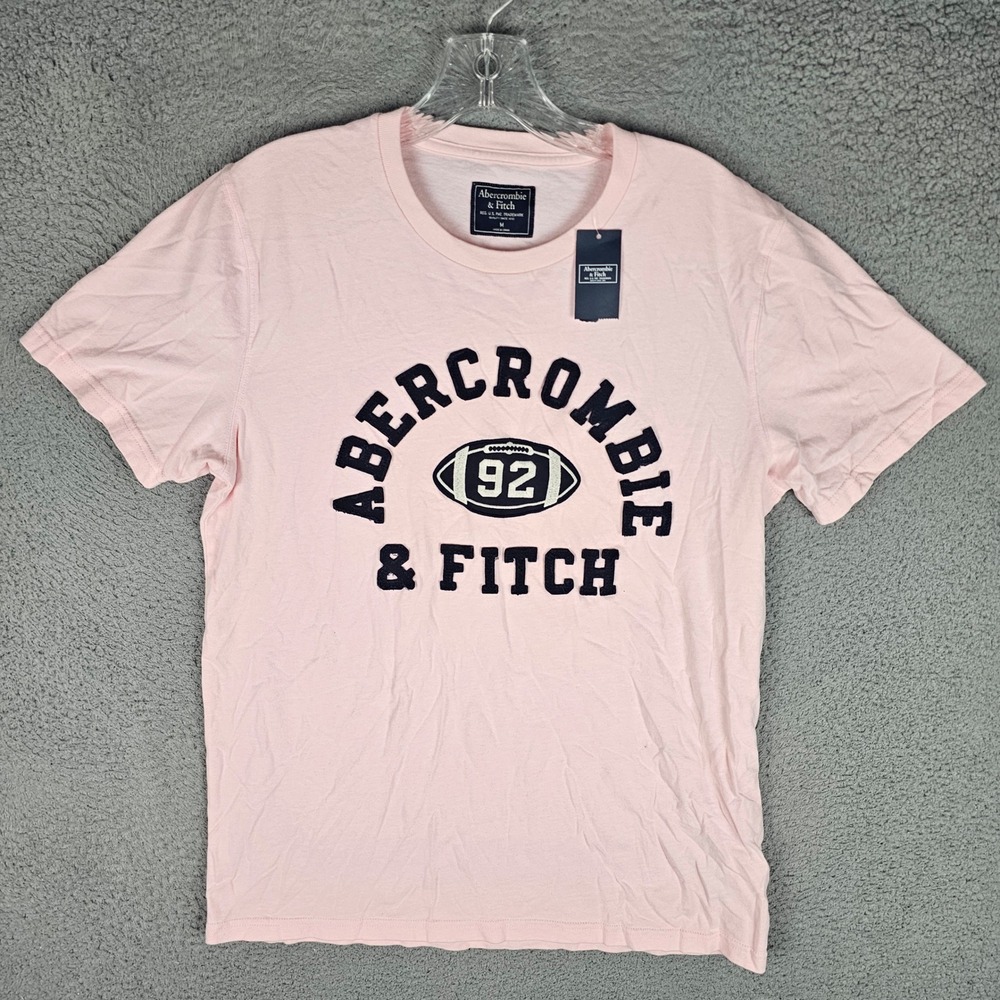 Abercrombie & Fitch T-Shirt Mens M Pink Logo Short Sleeve Graphic Tee 92 Y2K